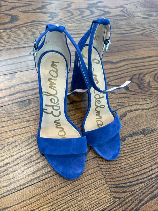 Sam Edelman Shoes - Sam Edelman Royal Blue Suede Ankle-Strap Block Heels